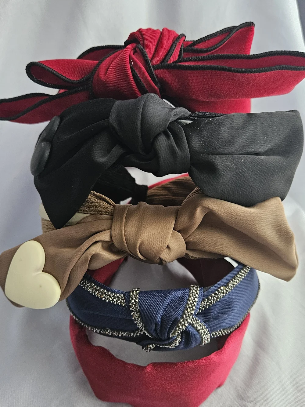 Women’s Knotted Headband Set - Red, Black, Tan, Blue